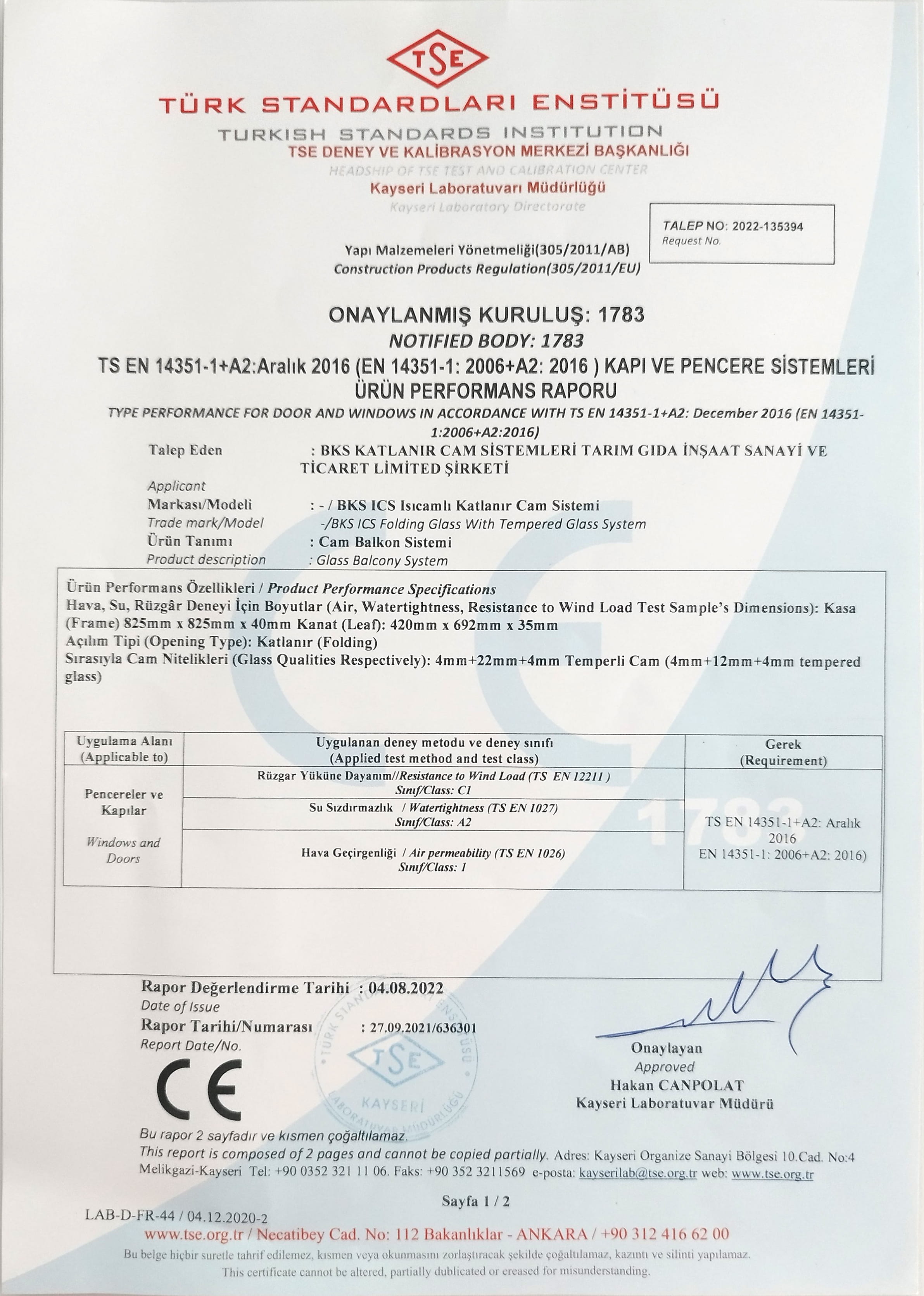 BKS ICS KATLANIR CAM SİSTEMİ - SU SIZDIRMAZLIK